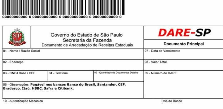 Documento de Arrecadação Estadual - DARE