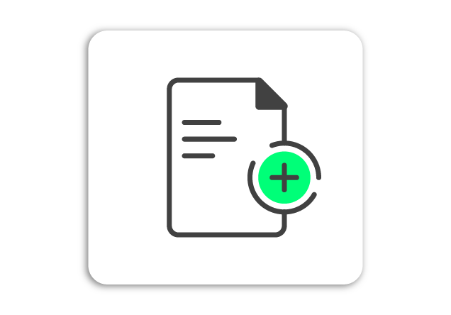 Documento digital com símbolo de adição, representando recursos de gerenciamento de arquivos na plataforma Dootax.