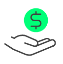 Gestor financeiro digital com símbolo de dinheiro, representando soluções de gestão financeira e tributária eficientes.