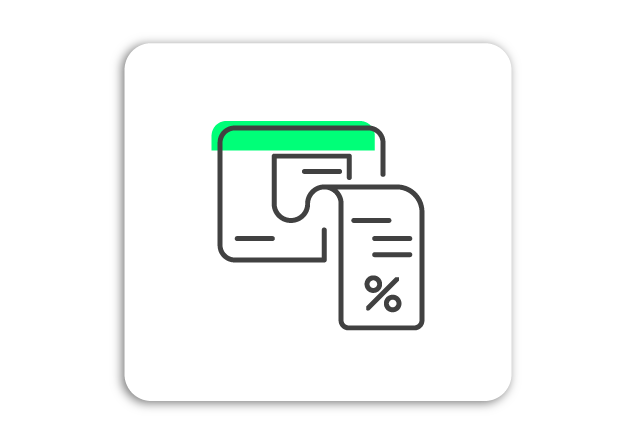 Cartões de crédito e fatura com desconto em porcentagem, representando otimização financeira e facilidade de pagamento.
