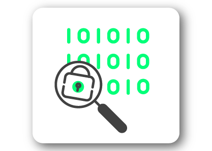 Arquivo digital com ícone de segurança, binário e lupa representando proteção de dados na plataforma Dootax.