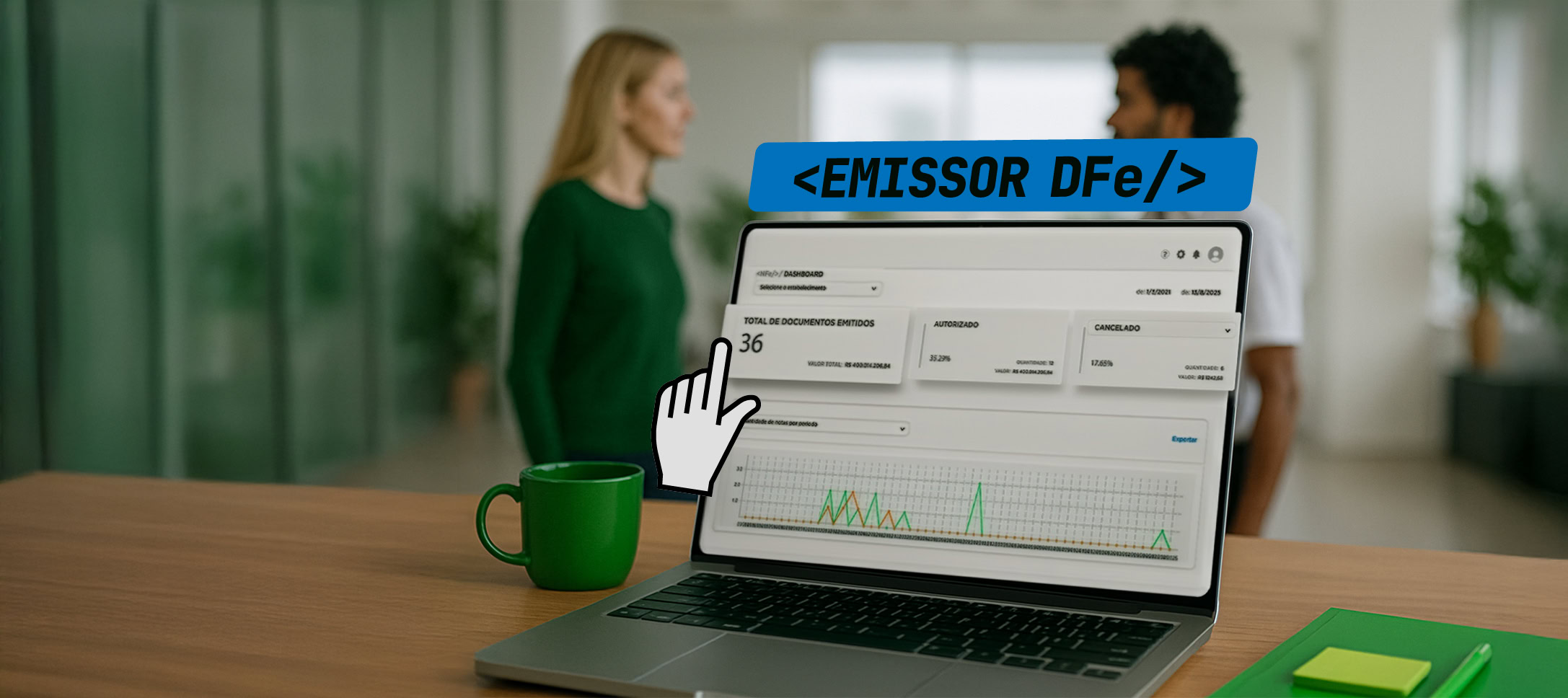 Emitente de notas fiscais eletrônicas Dootax, plataforma para gestão fiscal e tributária, com interface intuitiva e gráficos de desempenho, ideal para otimizar processos fiscais de empresas.