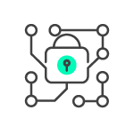 Cadeado digital com circuitos representando segurança fiscal e tecnologia inteligente, destacando inovação em soluções de automação tributária.